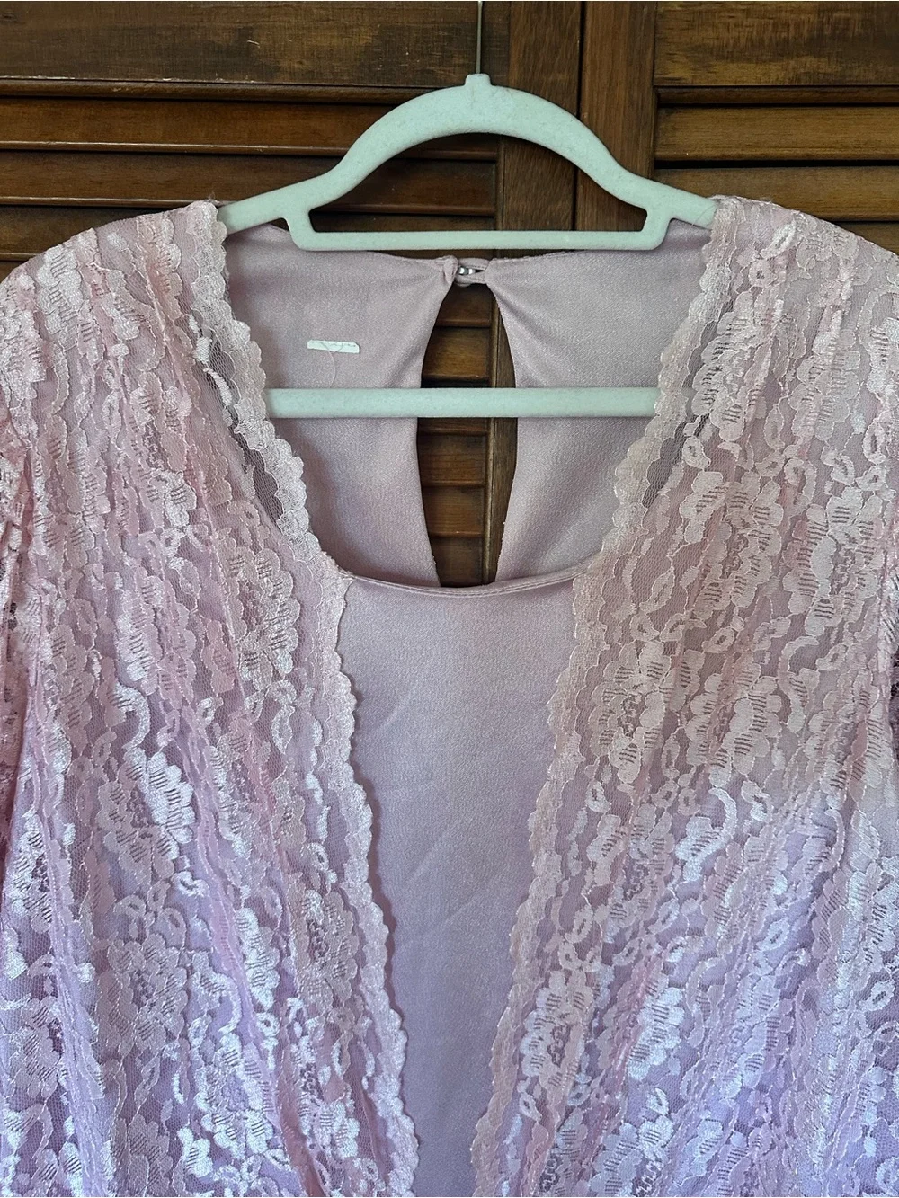 1980s Vintage Pink Lace Midi Cocktail Dress with Draped Front size XL